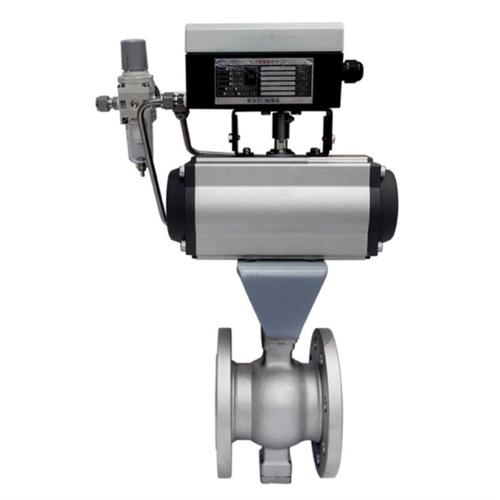 VQ671H-16C 气动对夹固定球直通流道硬密封不锈钢(304、316)V型球阀