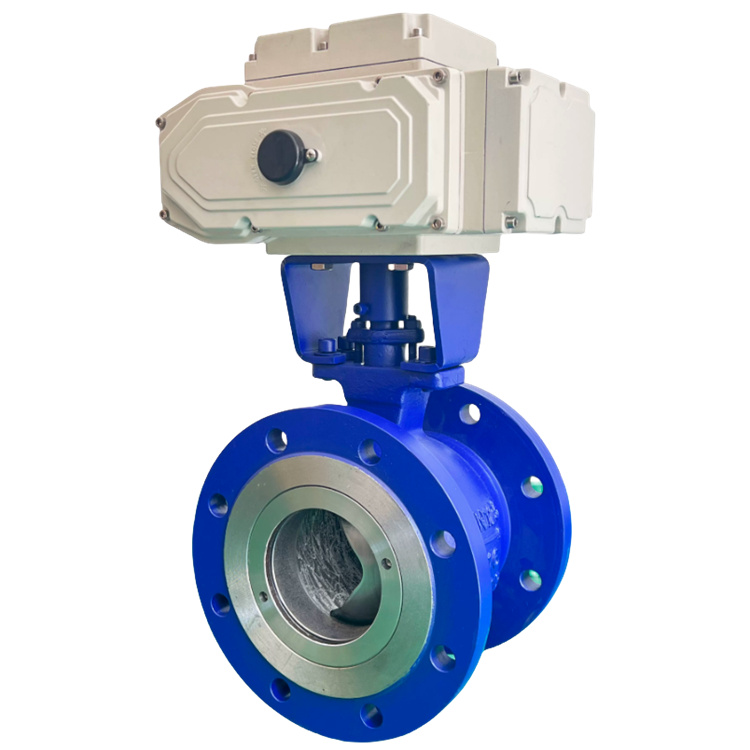 VQ947H-16P/R 电动法兰固定球直通流道硬密封不锈钢(304、316)防爆V型球阀